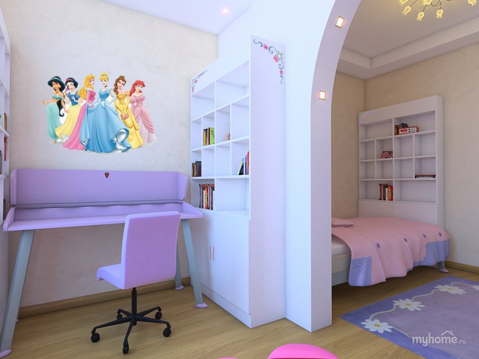 Дизайн детской комнаты для девочки первоклашки