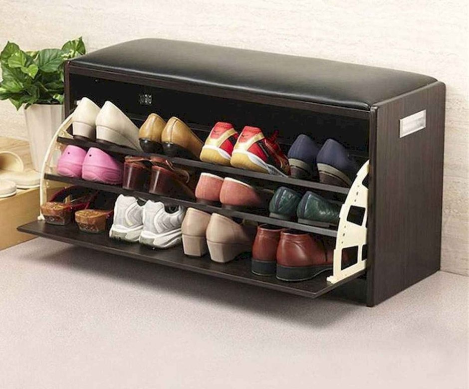 Пуфик в прихожую с полкой для обуви