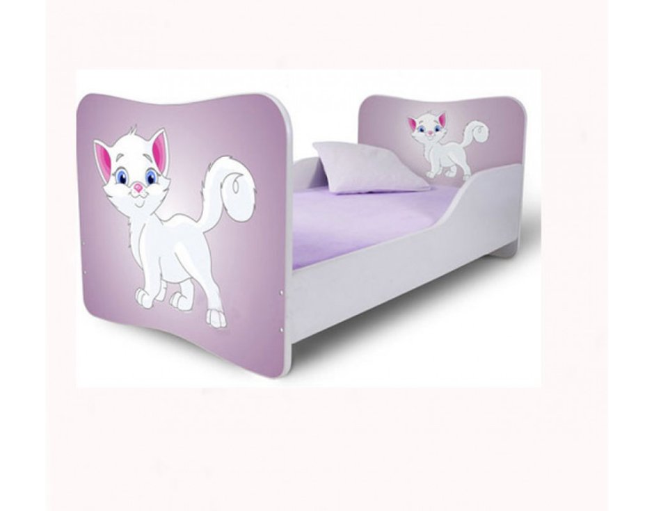 Детская кровать с бортиком кошка