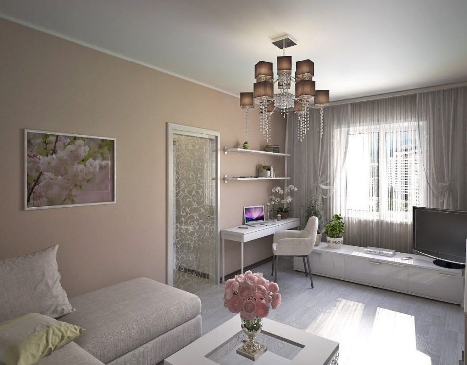 Интерьер проходной гостиной в хрущевке