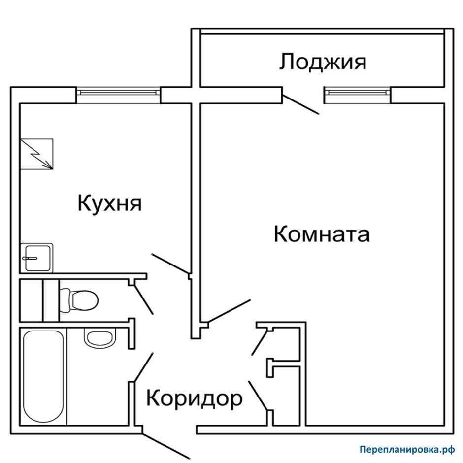 План однокомнатной квартиры с лоджией