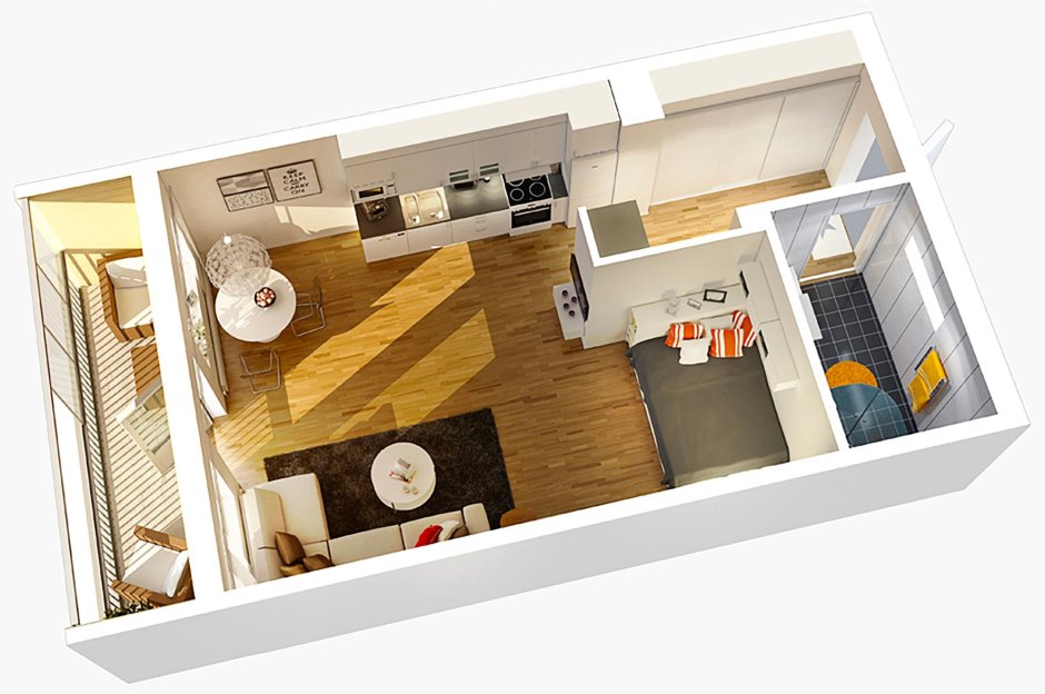 Планировка студии 27 м2 Инсити