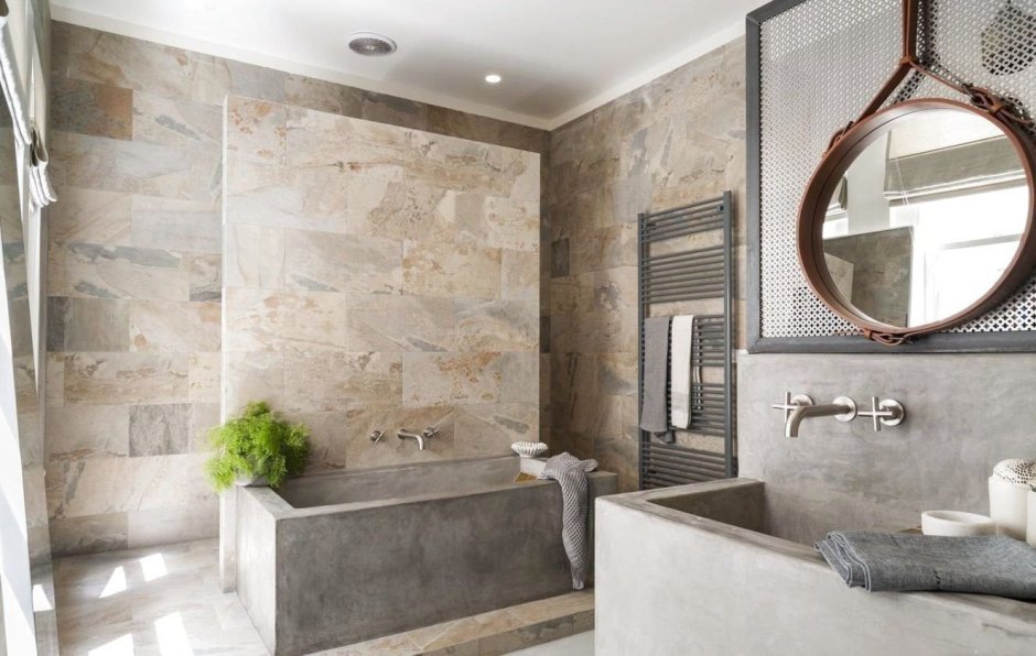 Декоративный бетон для стен в ванной