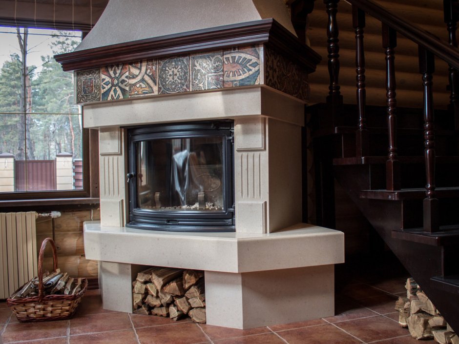 Печи камины Отделанные камнем