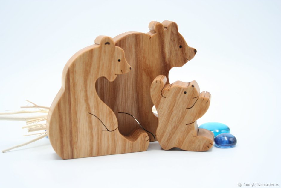 Деревянный пазл медведи семья