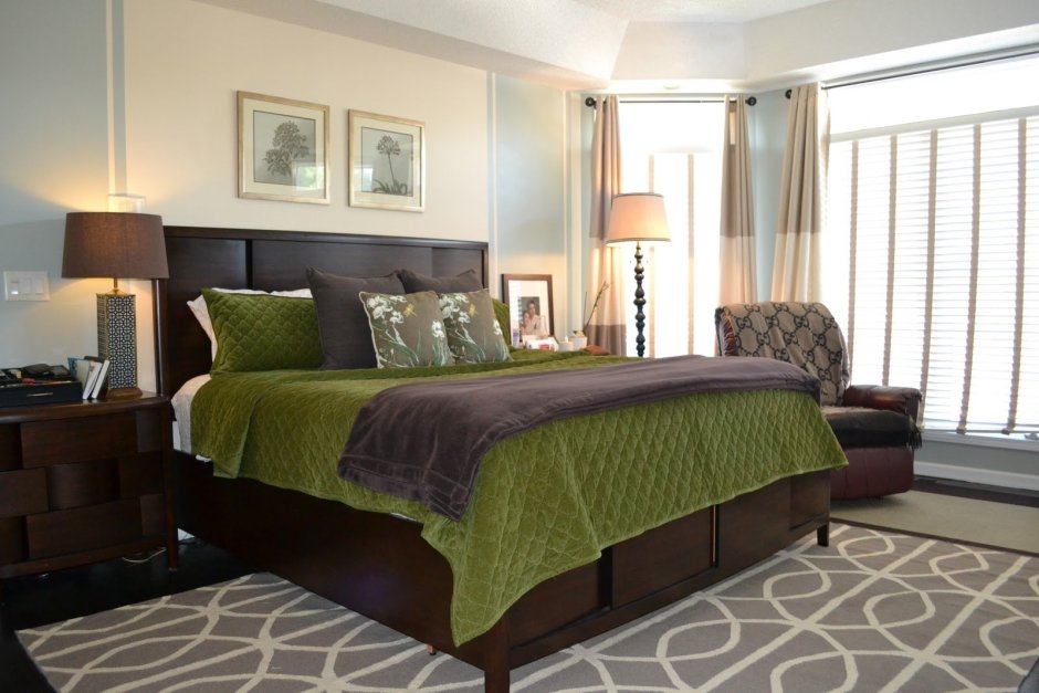 Спальня в коричнево зеленых тонах