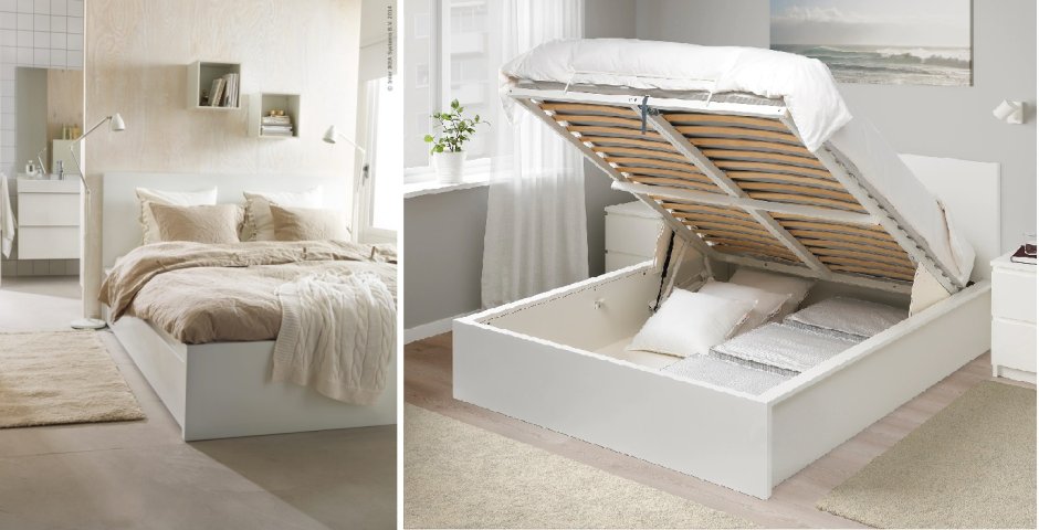 Malm МАЛЬМ кровать с подъемным механизмом белый 160x200 см
