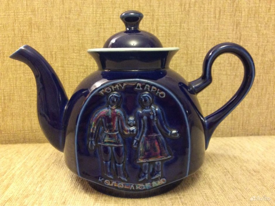 Чайник фарфоровый Гжель кобальт