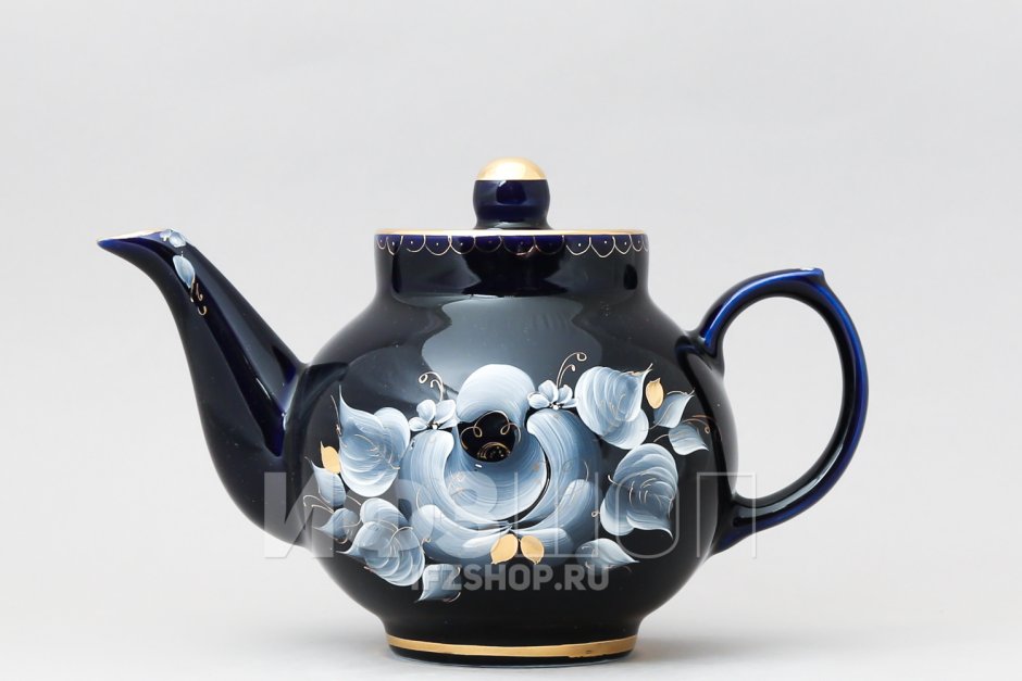 Китайский заварник кобальт с позолотой Богини