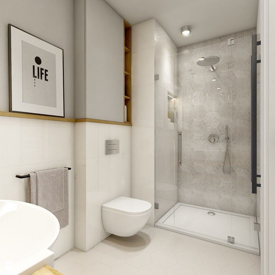 Санузел с душевой в частном доме