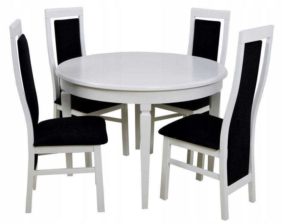 Кухонные круглые белые столы и стулья