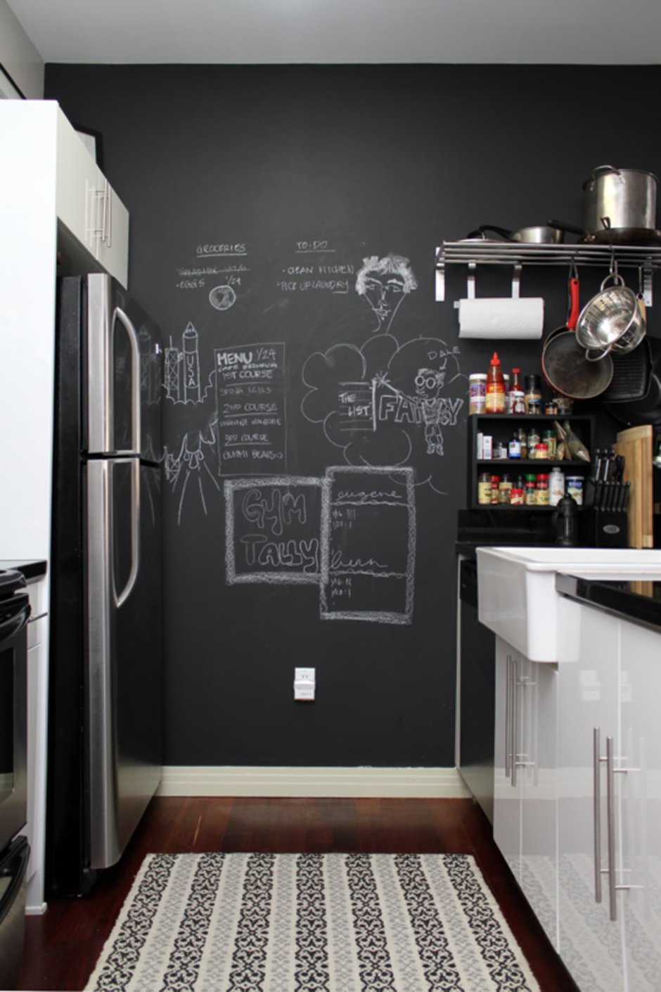 Графитовая стена на кухне