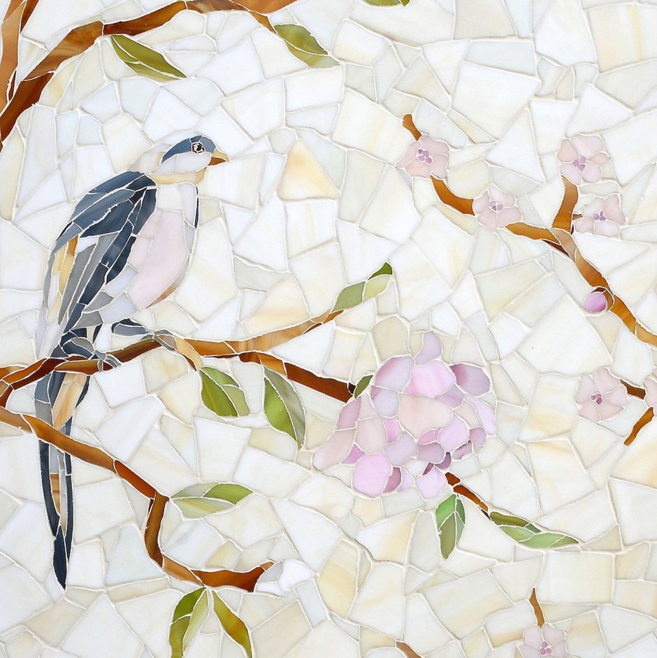 Керамическая плитка с птичками и цветами