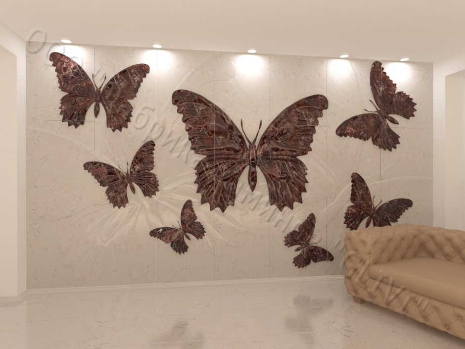 Барельеф бабочки на стене