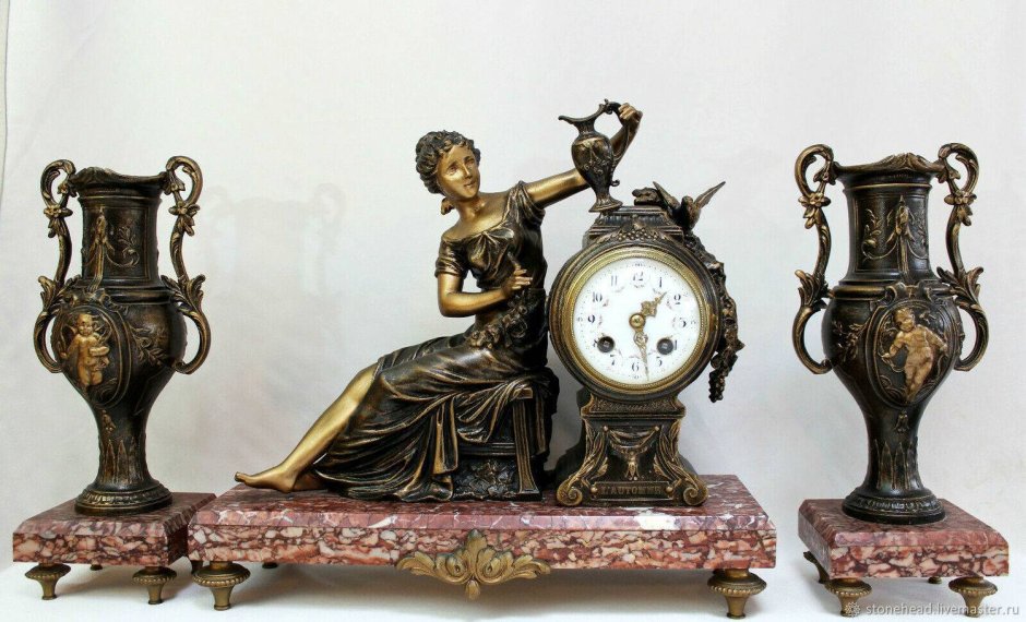 Часы каминные русские подарки рококо 59111 золотистый