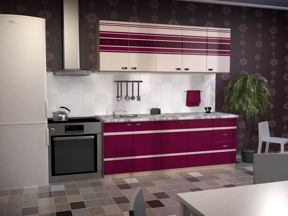 Кухня "бордо-Виолет" 1,8м