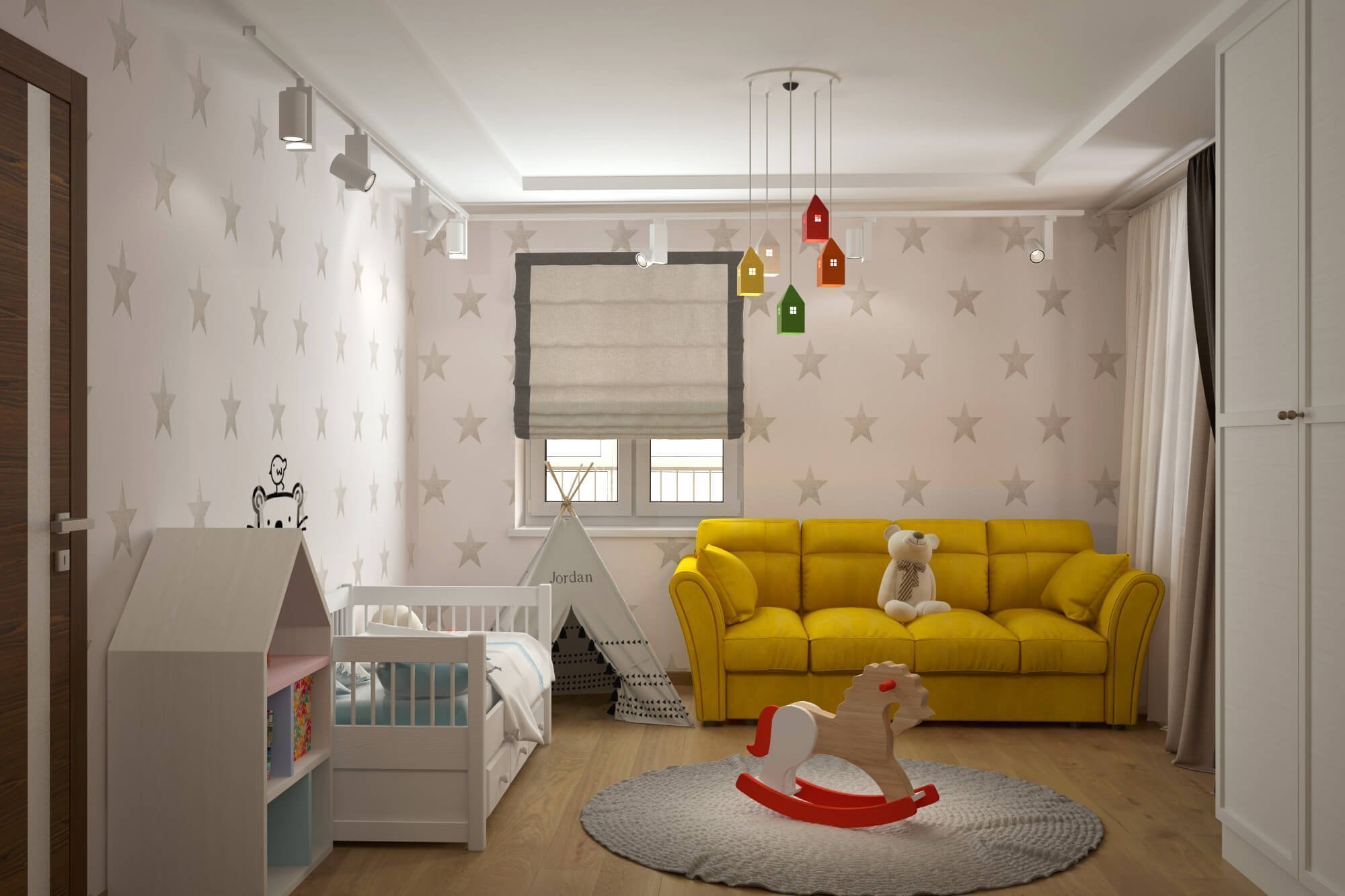 Планировка мебели в однокомнатной квартире с ребенком
