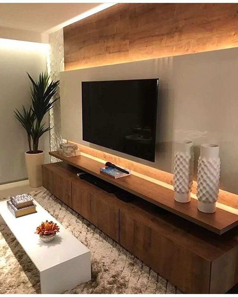 Деревянная панель под телевизор