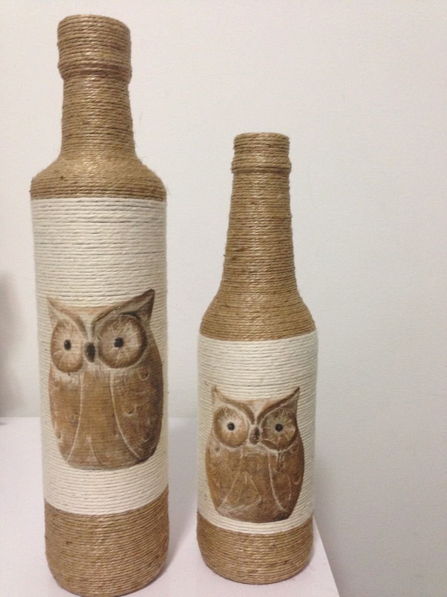Бутылки декорированные шпагатом
