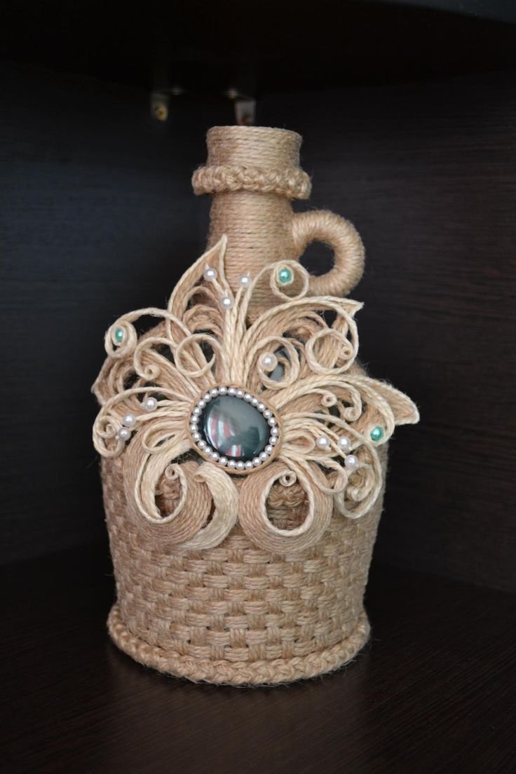 Украшение шампанского шпагатом