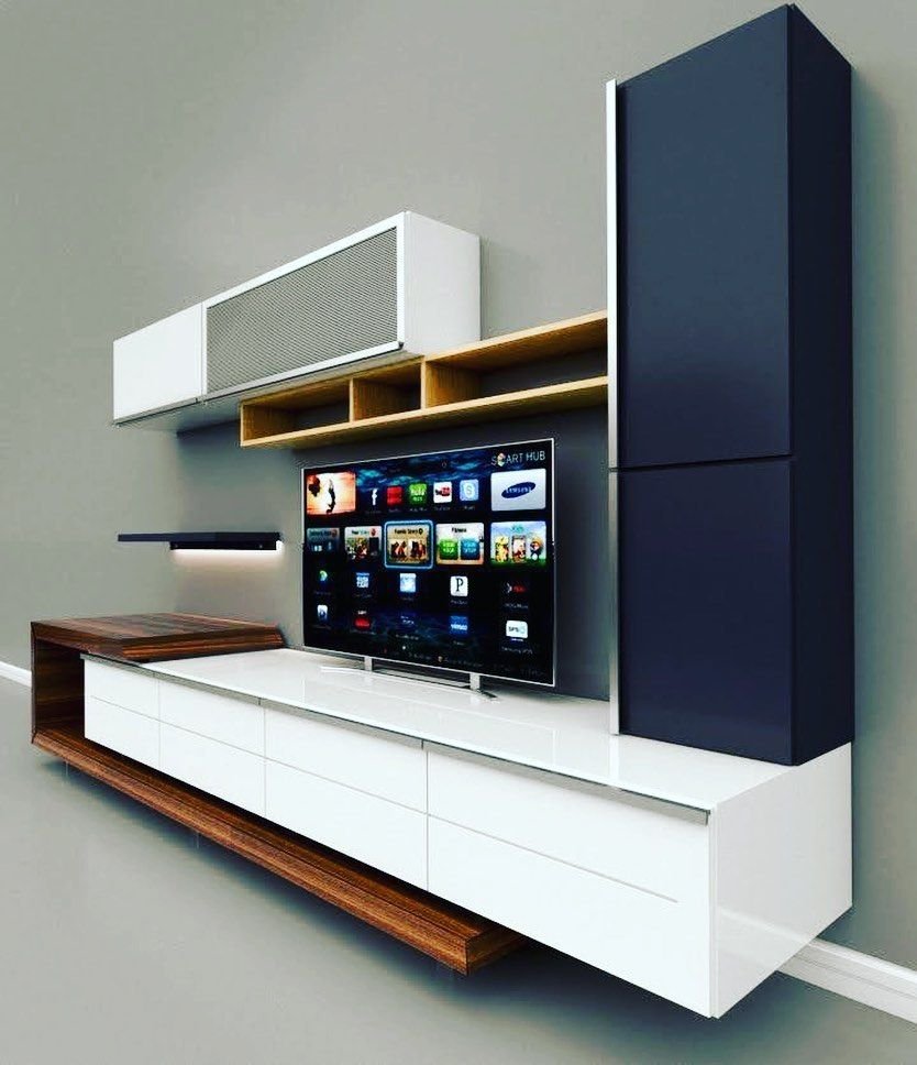 Подвесная стенка под телевизор в современном стиле