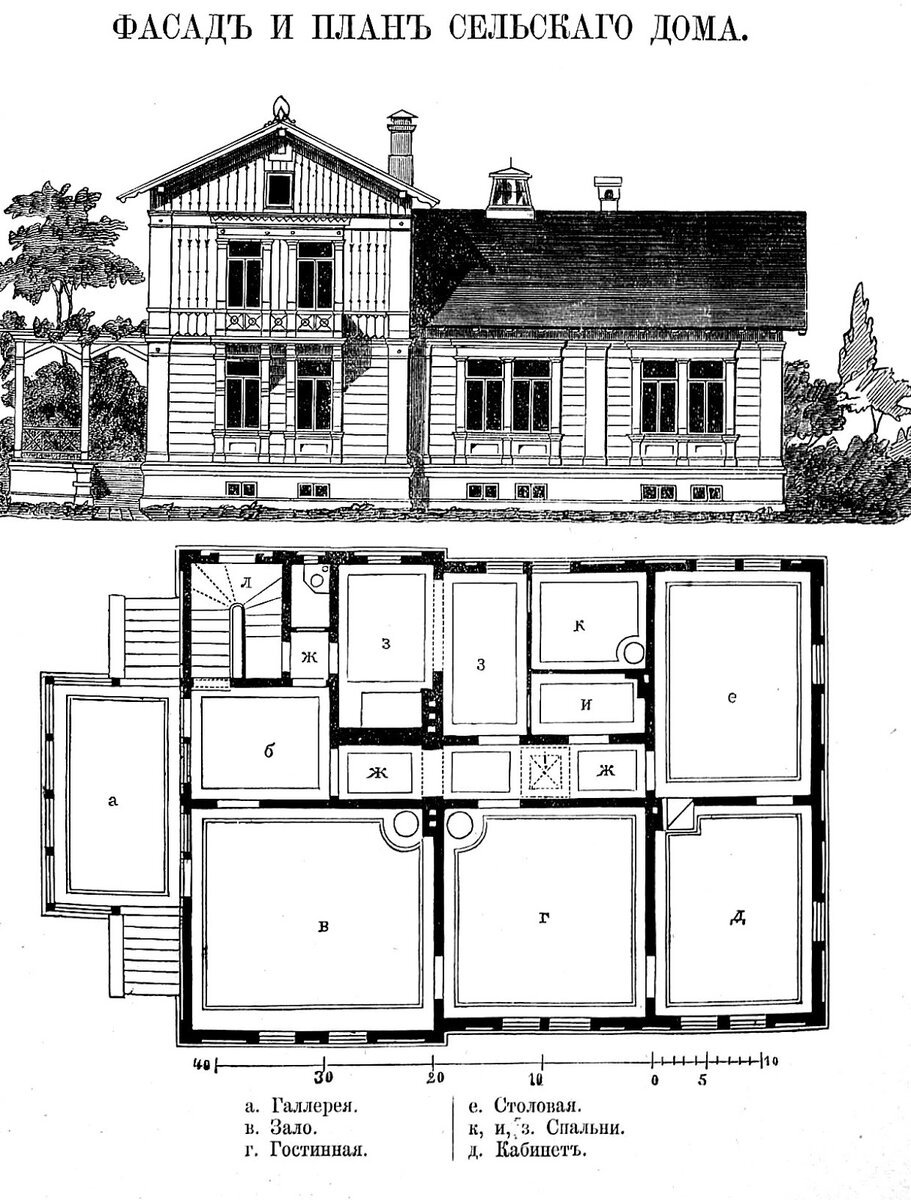План усадебного дома 19 века в России