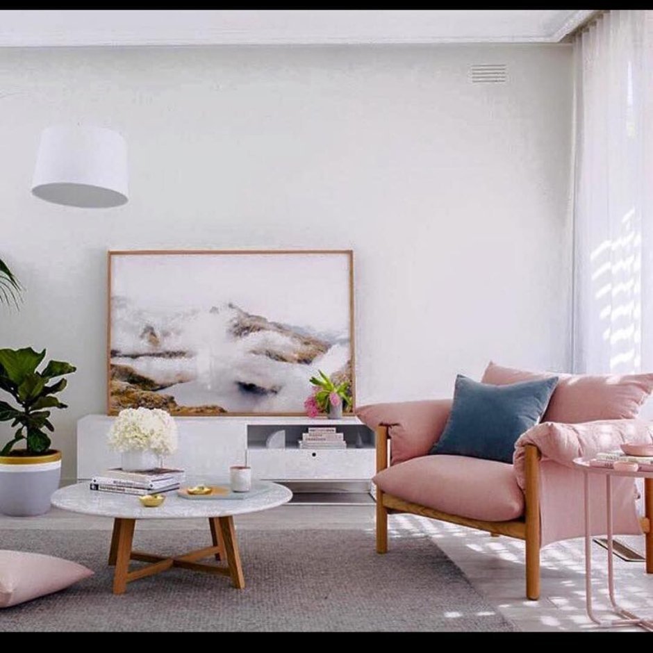 Пыльно розовый цвет в интерьере