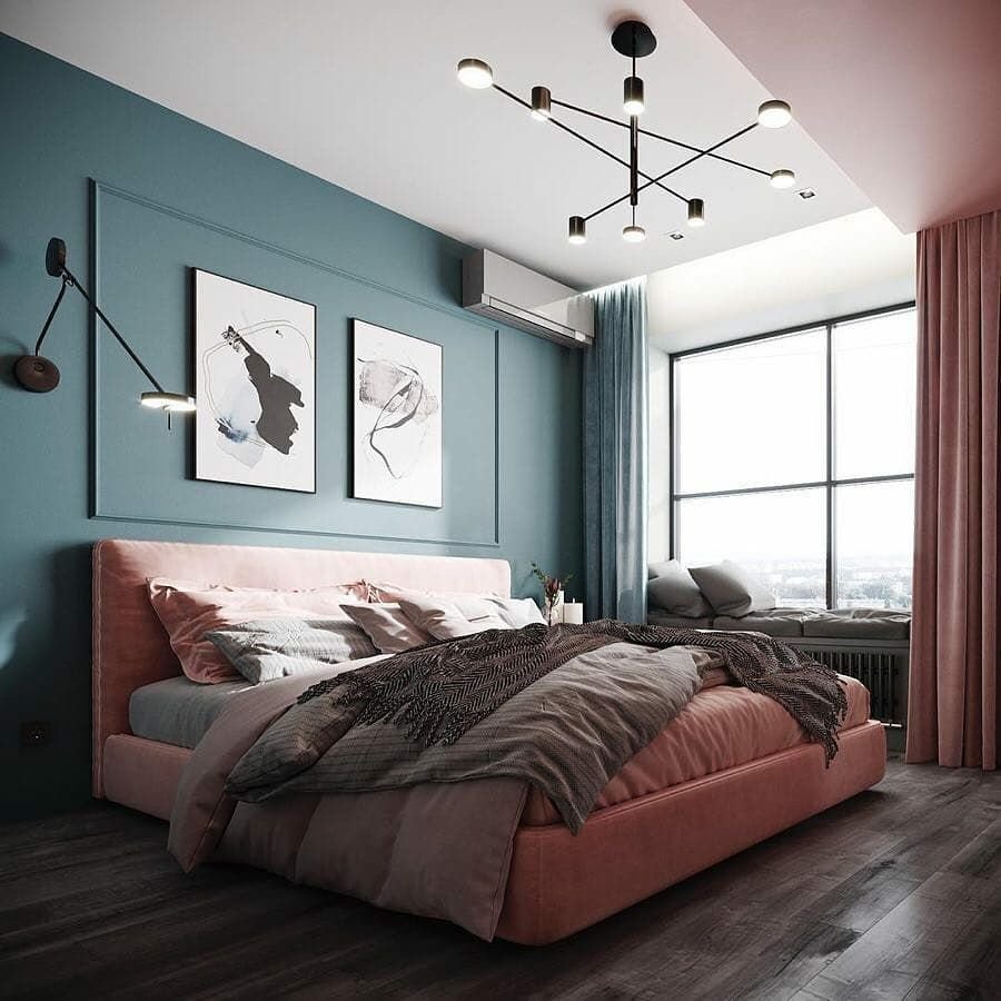 Спальня в цвете морской волны