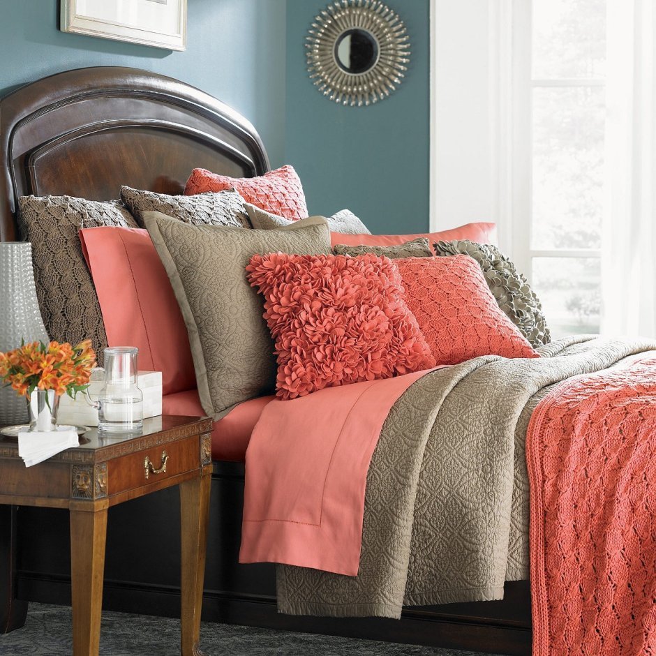 Сочетание цветов в интерьере коралловый