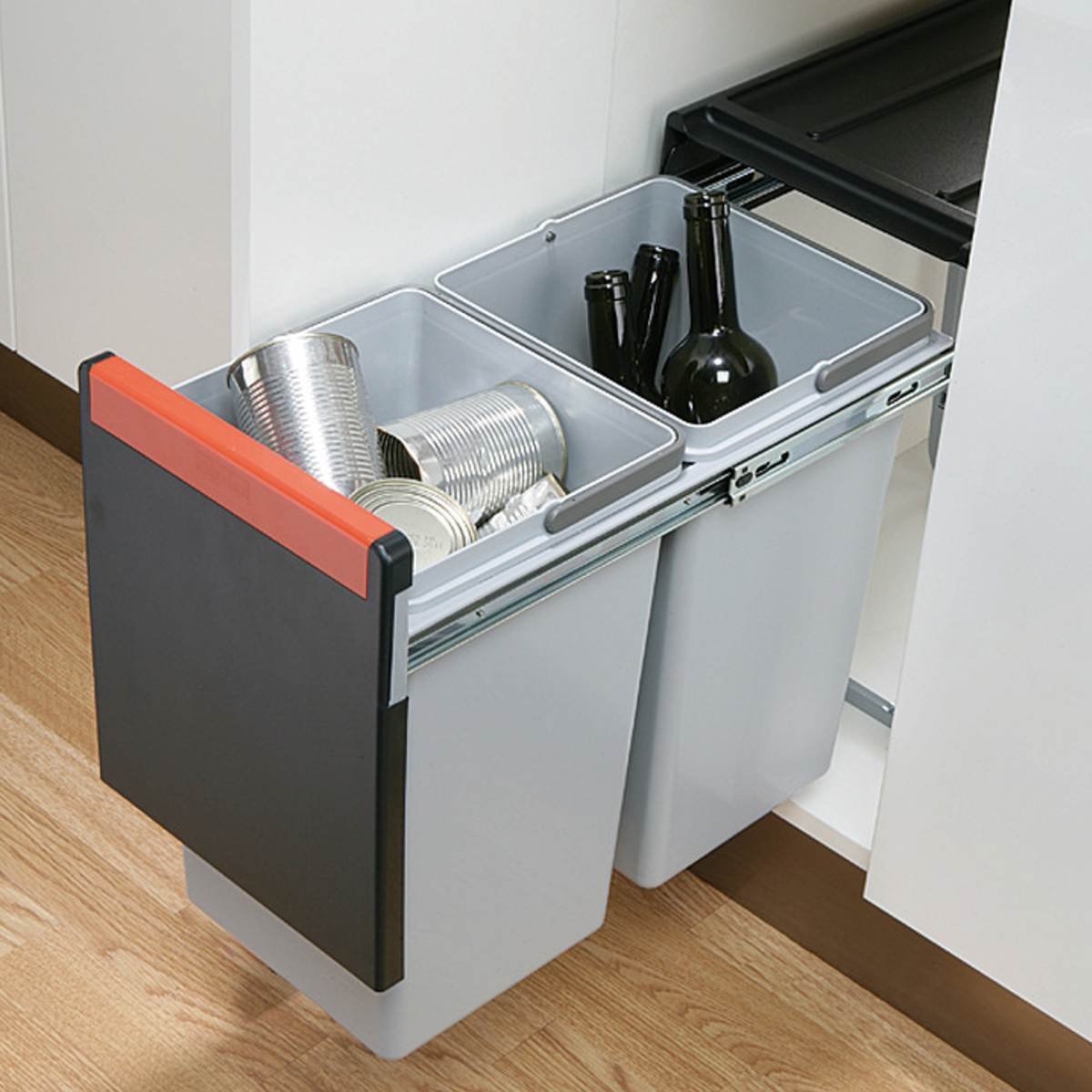выдвижной механизм для мусорного ведра в кухне