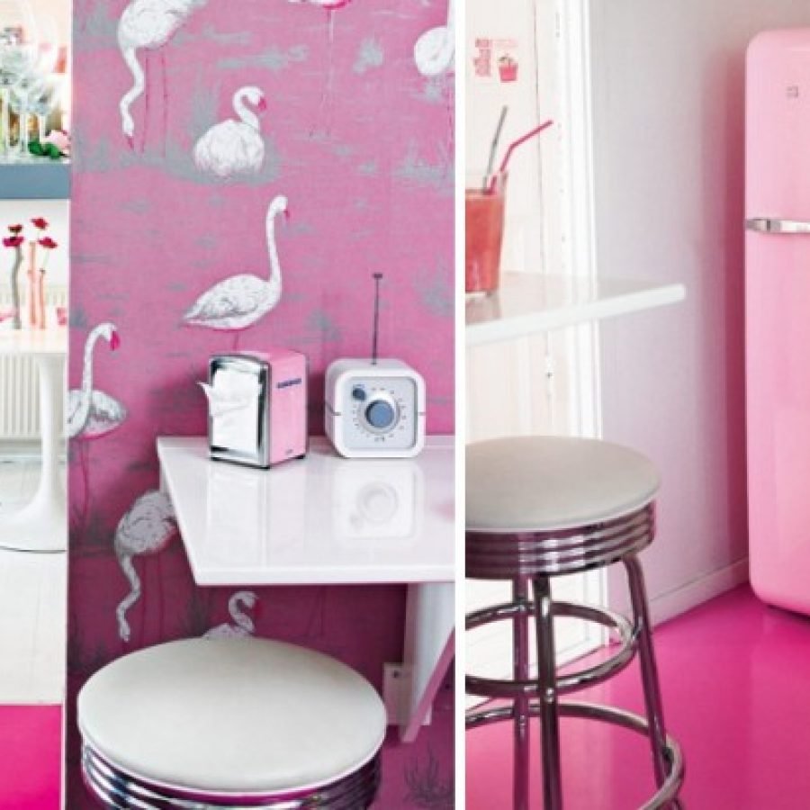 Розово голубая кухня