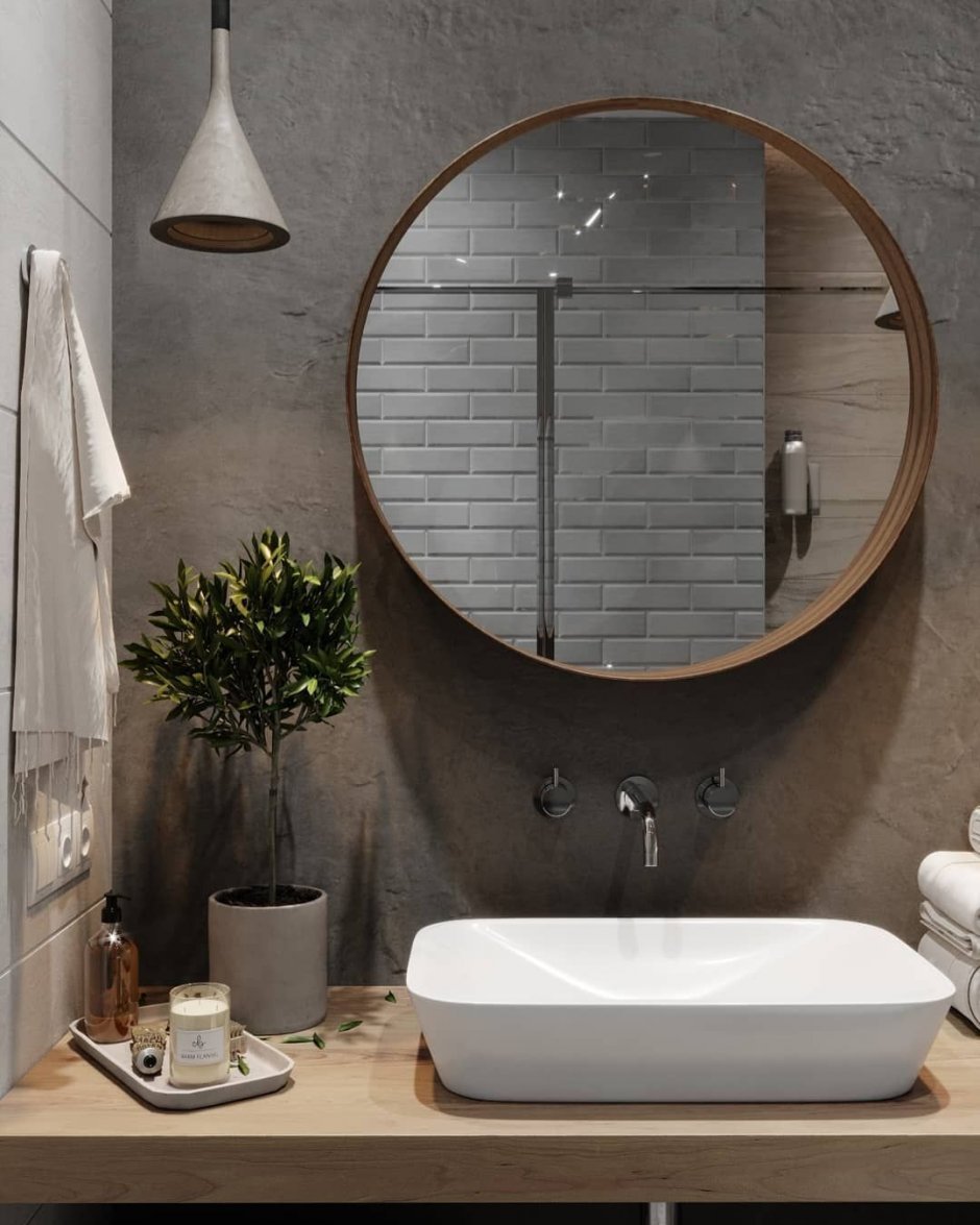 Круглое зеркало в ванную