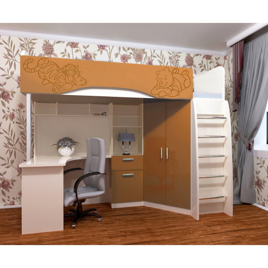 Кровать-чердак Мийа-а (венге/дуб молочный)