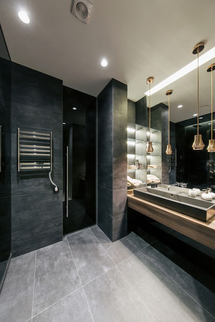 Ванная комната в современном стиле с ониксом
