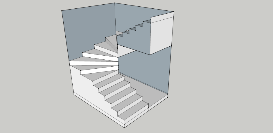 Лестница с забежными ступенями на 180 на второй этаж