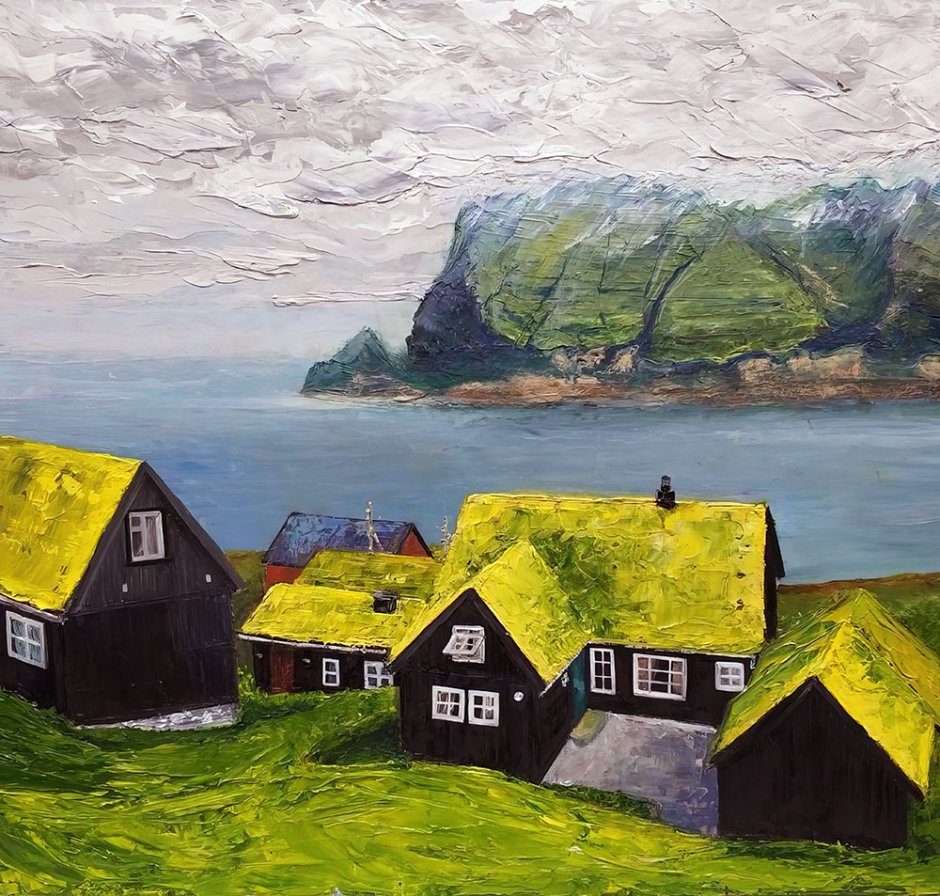 Картина скандинавские домики