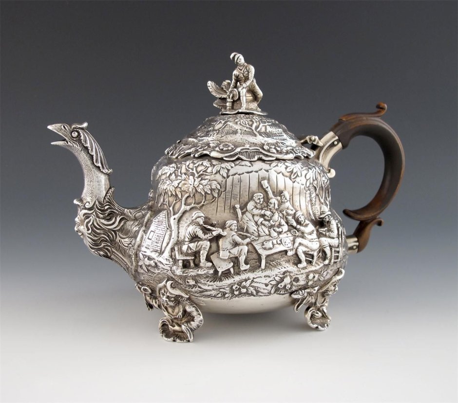 Антик заварной чайник серебро