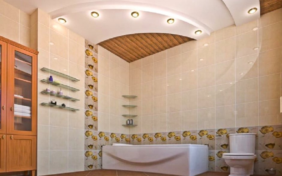 Гипсокартонный потолок в ванной