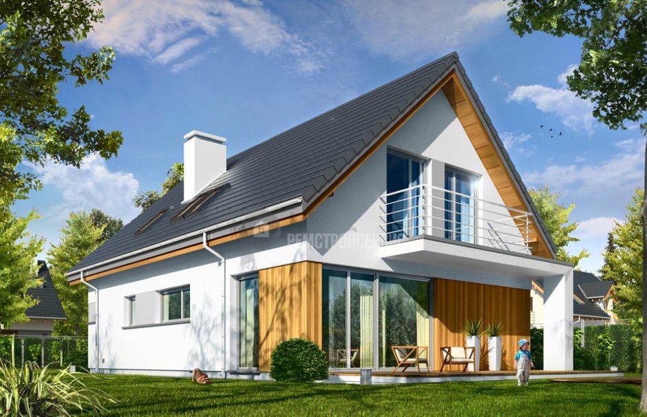 Дом 160м2 двускатная крыша