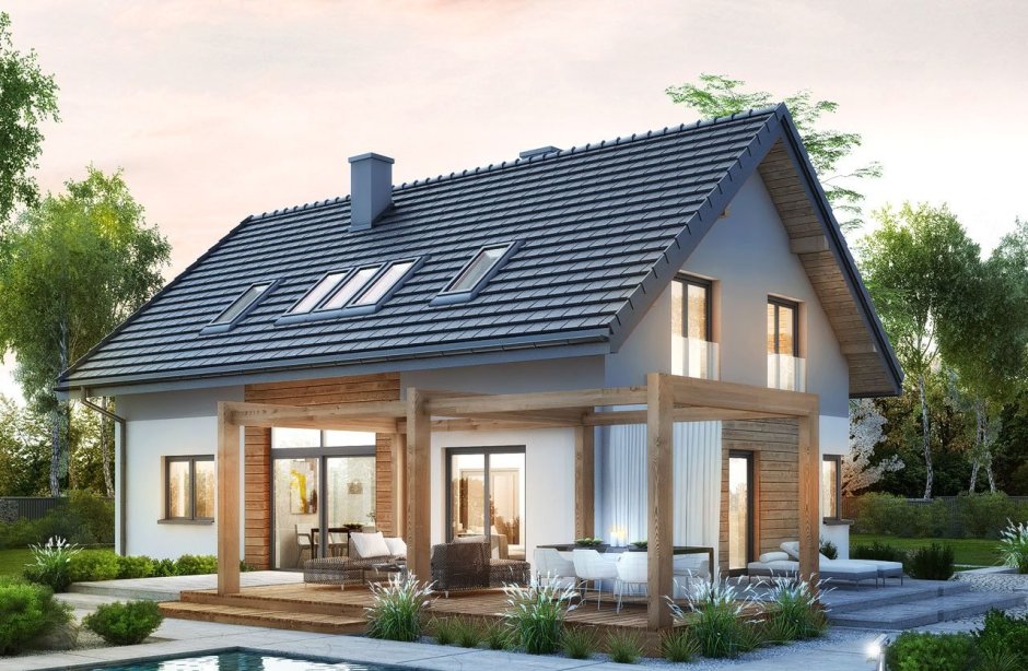 Дом с мансардой и террасой 120кв