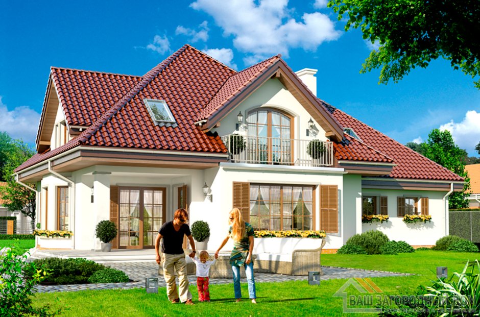 Красивый мансардный дом