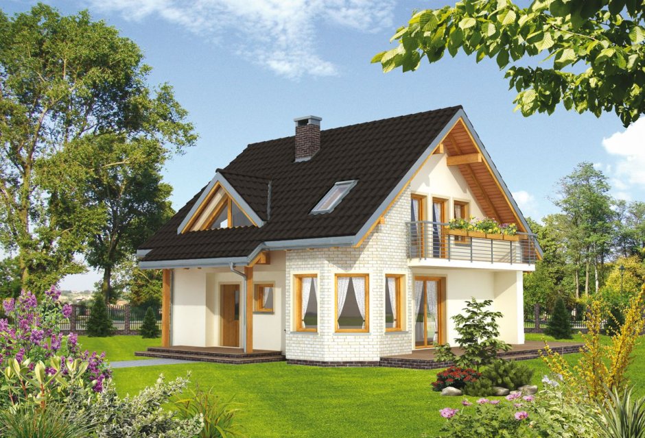 Дом с мансардой и балконом 120кв