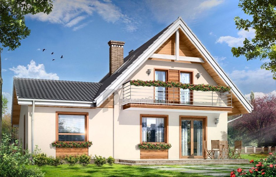 Дом с мансардой и балконом 120кв