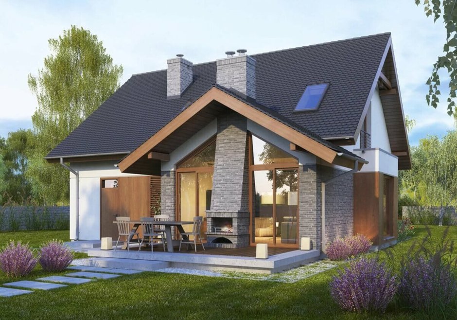 Дом с мансардой и террасой 120кв