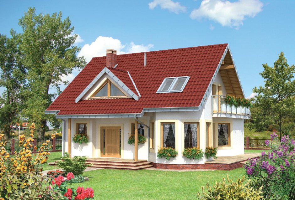Дом с мансардным этажом и террасой