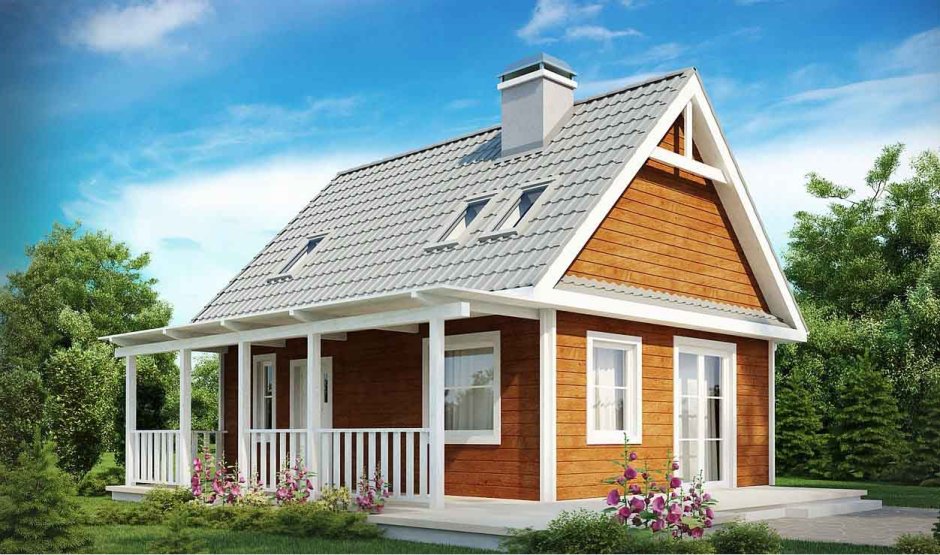 Дом с мансардой и террасой