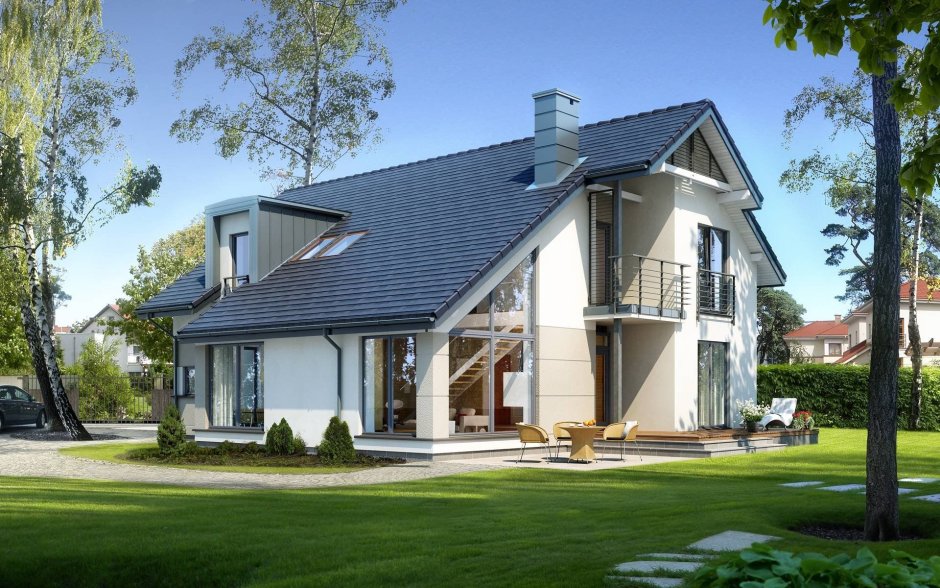 Современный мансардный дом