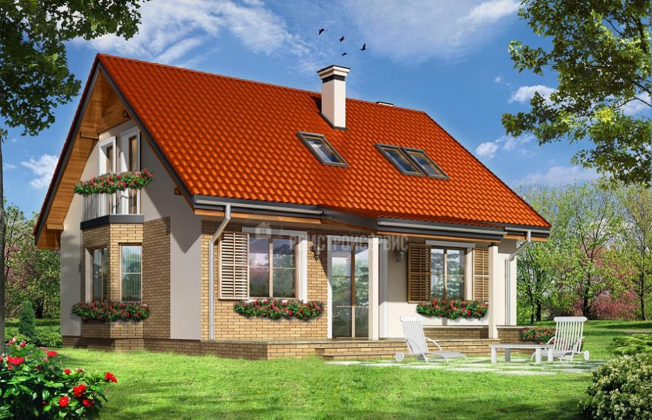 Красивый небольшой дом с мансардой