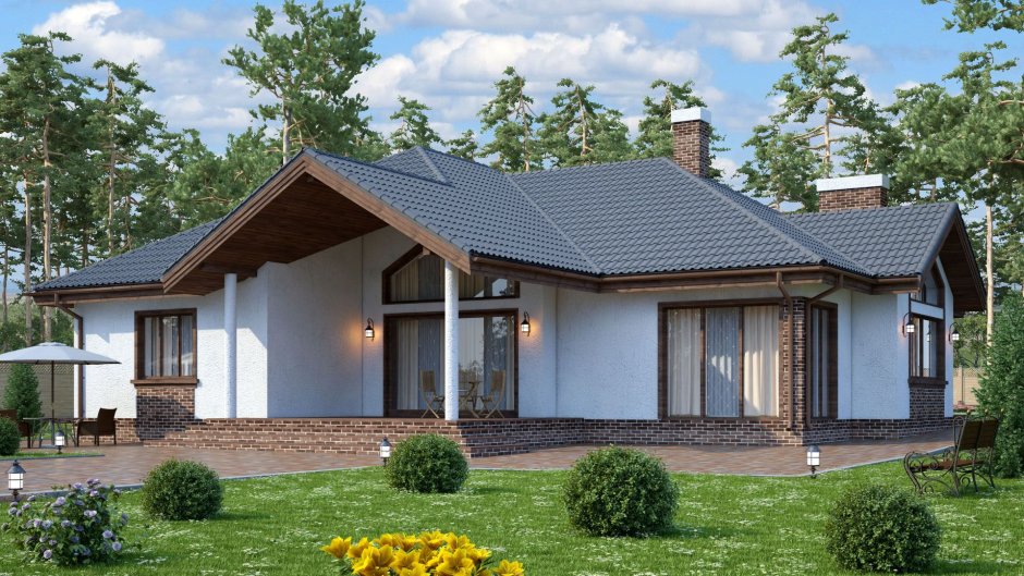 Кирпичный одноэтажный дом 140кв