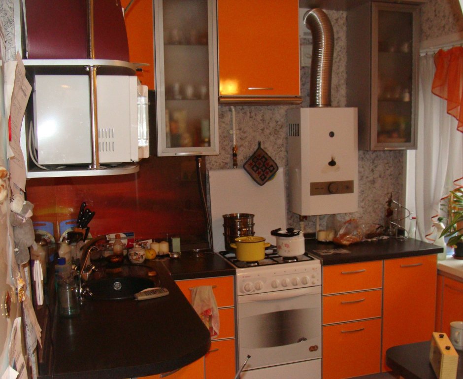 Интерьер кухни 6кв м с газовым котлом